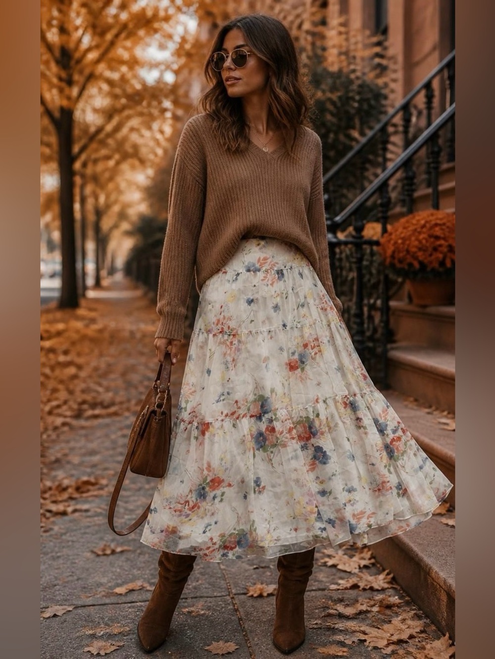 Ralph Lauren Cream Floral Tiered Maxi Skirt size 6